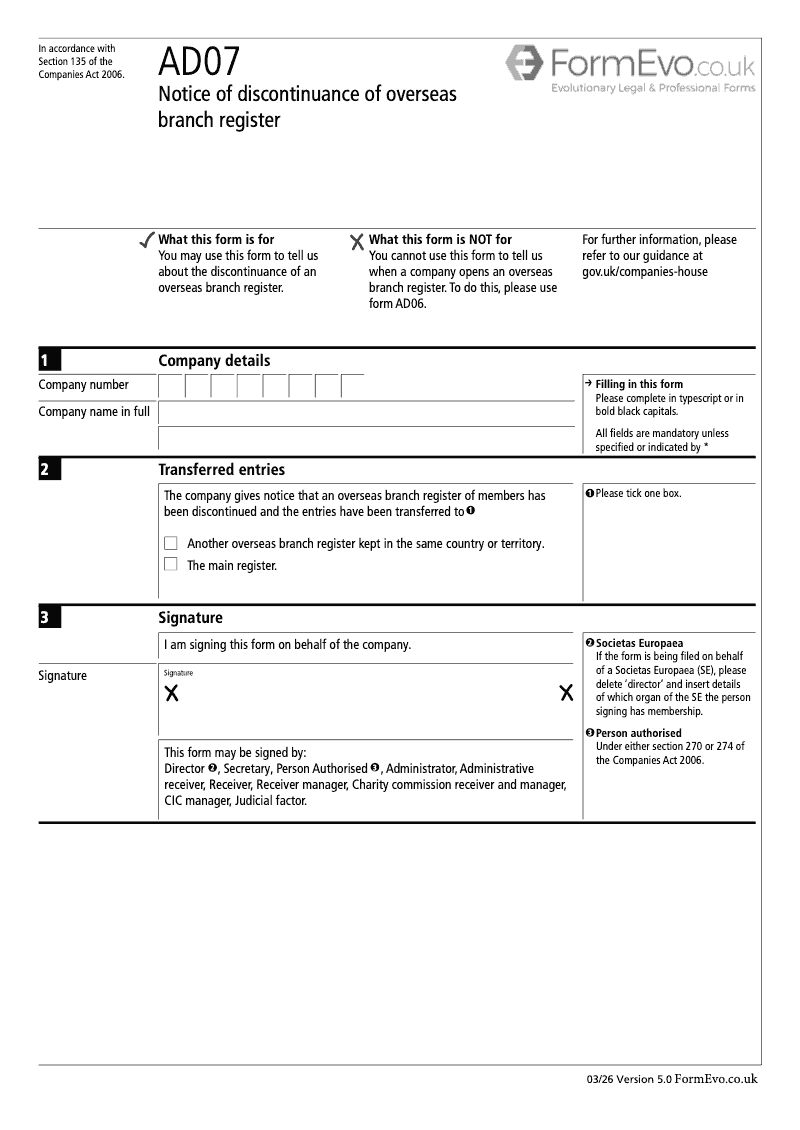 AD07 Notice of discontinuance of overseas branch register Section 135 preview