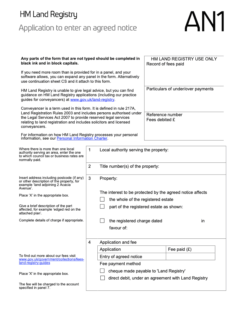 AN1 Application to enter an agreed notice preview