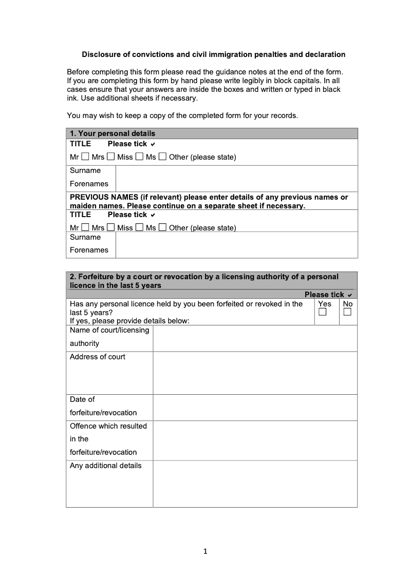 LIC3 Disclosure of convictions and civil immigration penalties and declaration preview